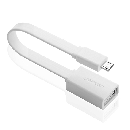 Переходник MicroUSB - USB хост OTG длина 11,5 см Ugreen US133 белый