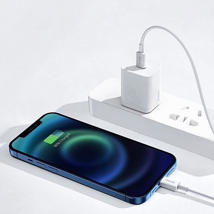 Кабель Type-C - Lightning для зарядки 1 м 20W Baseus Superior CATLYS-A02 (быстрая зарядка PD) белый