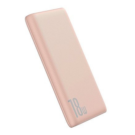 Внешний аккумулятор Baseus Bipow 10000мАч (USB, Type-C, ток 3А, быстрая зарядка PD, QC 3.0, 18Вт) розовый