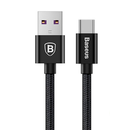 Кабель Type-C - USB 2.0 для зарядки 1 м 5А плетеный Baseus Speed (быстрая зарядка QC 3.0) черный
