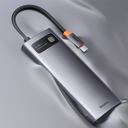 Хаб (разветвитель) Type-C - 2 x HDMI, 3 х USB 3.0, Type-C PD, SD, microSD Baseus Gleam Series серый