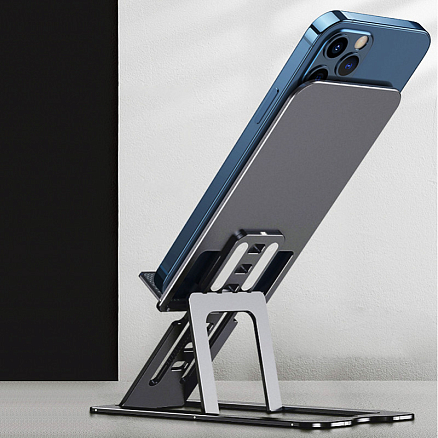 Подставка для телефона или планшета до 10 дюймов складная SeenDa E512302 металлическая серая