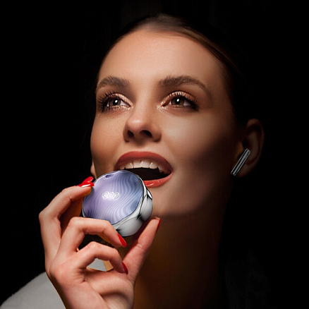 Наушники TWS беспроводные Bluetooth QCY T21 FairyBuds вкладыши с микрофоном серебристые