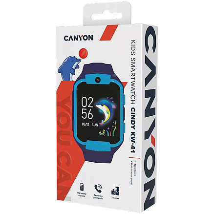 Детские умные часы с видеозвонками и LTE трекером Canyon Cindy KW-41 сине-голубые