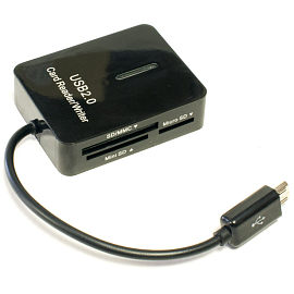 Адаптер MicroUSB - картридер OTG для Samsung i9100, i9300, Galaxy Note