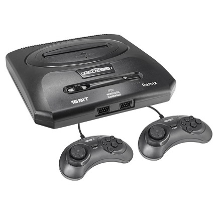 Игровая приставка Retro Genesis Remix 8/16Bit 600 игр с двумя геймпадами черная