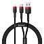 Кабель USB, Type-C - Lightning для зарядки 1,2 м 2.4А 18W плетеный Baseus Cafule (быстрая зарядка PD) черно-красный