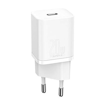 Зарядное устройство сетевое с Type-C входом 3А 20W Baseus Super Si CCSUP-B02 (быстрая зарядка PD) белое