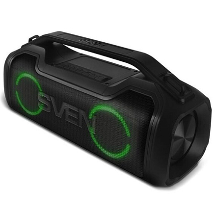 Портативная акустическая система Sven PS-390 с подсветкой, USB, MicroSD с защитой от воды черная