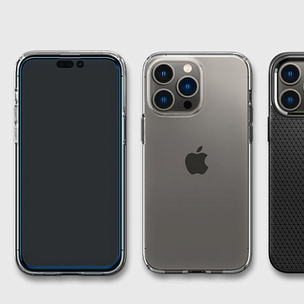 Защитное стекло для iPhone 14 Pro Max на весь экран Spigen Glass FC черное