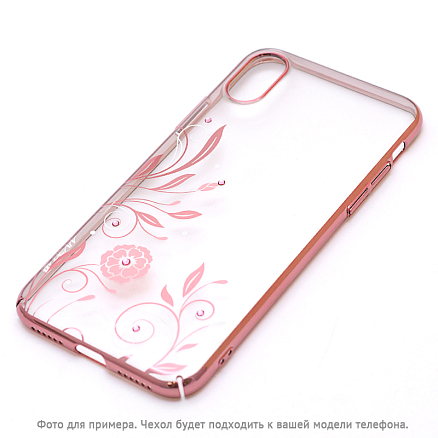 Чехол для iPhone X, XS пластиковый Devia Petunia прозрачный с розовым золотом
