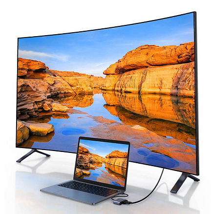 Преобразователь USB 3.0 - HDMI, VGA (папа - мама, мама) с кабелем Ugreen CM449 серый
