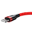 Кабель USB - Lightning для зарядки iPhone 0,5 м 2.4А плетеный Baseus Cafule красный