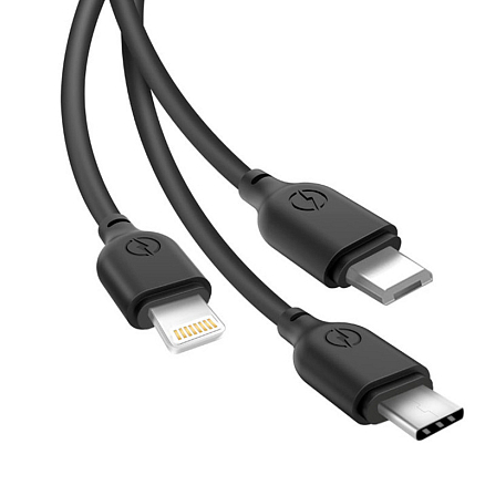 Кабель USB - MicroUSB, Lightning, Type-C 1 м 2.1A XO NB103 черный