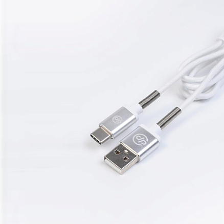 Кабель Type-C - USB для зарядки 1 м 3A плетеный Digitalpart TC-305 бело-серый