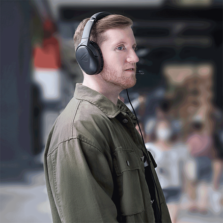 Наушники Asus ROG Strix Go в разъем Type-C полноразмерные с микрофоном игровые черные