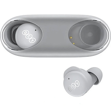 Наушники TWS беспроводные Bluetooth QCY T17S вкладыши с микрофоном серые