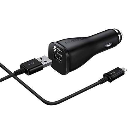 Зарядное устройство автомобильное с USB входом 2А и microUSB кабелем Samsung EP-LN915UBEGRU черное