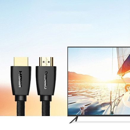 Кабель HDMI - HDMI (папа - папа) длина 1,5 м версия 2.0 4K 60Hz плетеный Ugreen HD118 черный