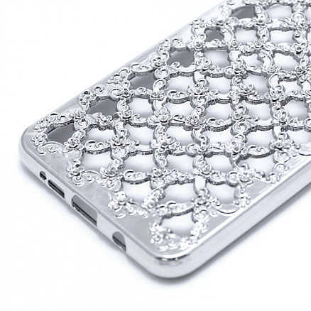 Чехол для Samsung Galaxy A5 (2016) гелевый с кристаллами GreenGo Flower Diamond серебристый