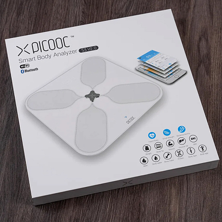 Умные весы Picooc S3 V2 (Wi-Fi, Bluetooth) размер 33x33 белые