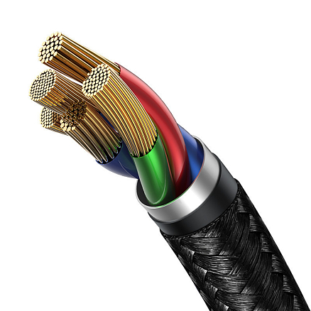 Кабель USB, Type-C - Lightning для зарядки 1,2 м 2.4А 18W плетеный Baseus Cafule (быстрая зарядка PD) черно-красный