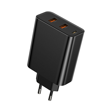 Зарядное устройство сетевое с двумя USB 45W и Type-C 60W 5А Baseus PPS (быстрая зарядка PD 3.0, QC 3.0) черное