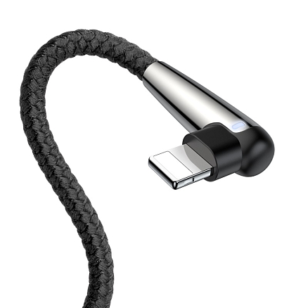 Кабель USB - Lightning для зарядки iPhone 2 м 1.5А плетеный с угловым штекером Baseus Sharp-bird черный