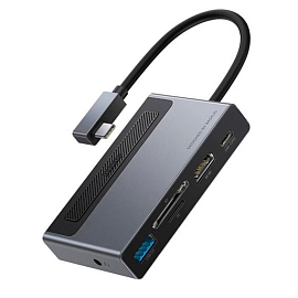 Хаб (разветвитель) Type-C - USB 3.0, SD, microSD, HDMI, Type-C PD, 3.5 мм Baseus Magic серый