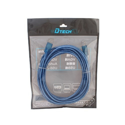 Кабель USB 2.0 - USB В для подключения принтера или сканера 5 м Dtech CU0097