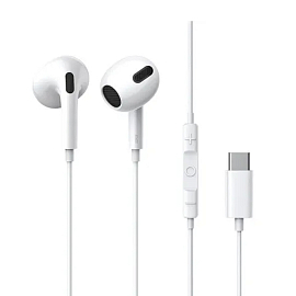 Наушники Baseus Encok C17 в разъем Type-C вкладыши с микрофоном и пультом белые