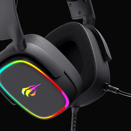 Наушники Havit H2035U полноразмерные с микрофоном и RGB подсветкой игровые черные