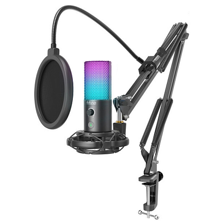 Микрофон для стрима с поп-фильтром Fifine T669 Pro 3 черный