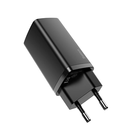 Зарядное устройство сетевое с USB и Type-C входами 5А 65W Baseus GaN2 Lite (быстрая зарядка QC, PD) черное