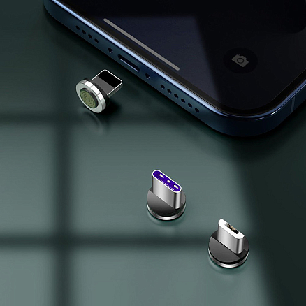 Кабель USB - MicroUSB, Lightning, Type-C 1 м 5А 40W магнитный плетеный Baseus Zinc (быстрая зарядка) белый