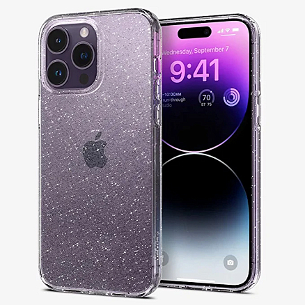 Чехол для iPhone 14 Pro Max гелевый с блестками Spigen Liquid Crystal Glitter прозрачный