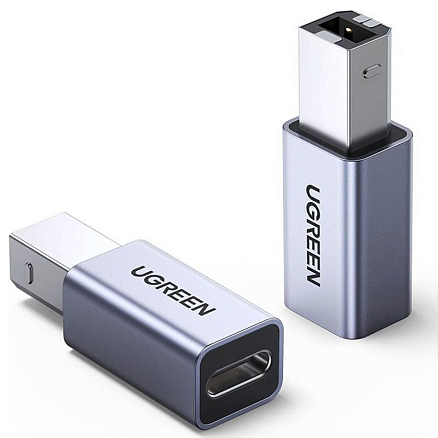 Переходник USB B - Type-C (папа - мама) Ugreen US382 серый