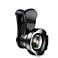 Объектив для телефона универсальный 3-в-1: Fisheye, Wide-Angle, Macro на прищепке Baseus Magic Camera черный