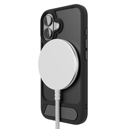 Чехол для iPhone 16 гибридный с подставкой VLP Reels Magsafe прозрачно-черный