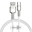 Кабель Type-C - USB для зарядки 1 м плетеный 6А 66W Baseus Cafule Metal Data CAKF000102 (быстрая зарядка) белый