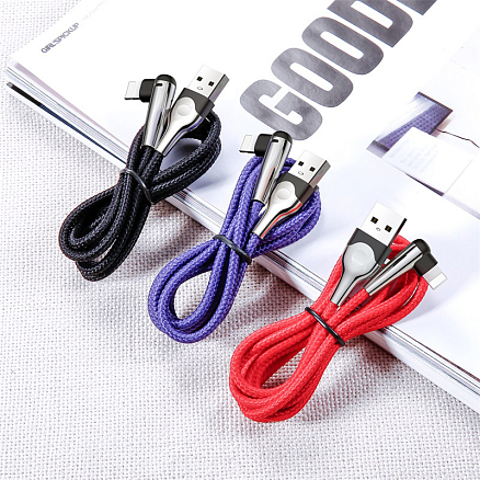 Кабель USB - Lightning для зарядки iPhone 2 м 1.5А плетеный с угловым штекером Baseus  Sharp-bird красный