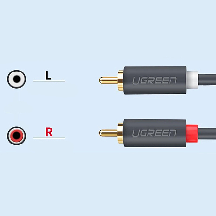 Кабель 2RCA - 2RCA тюльпаны (папа - папа) 1,5 м Ugreen AV104