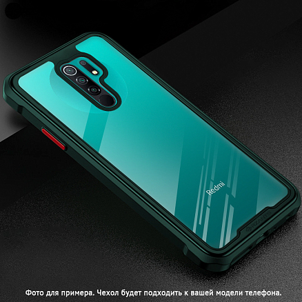 Чехол для Xiaomi Redmi Note 9 гибридный Rzants Tactical Shield зеленый