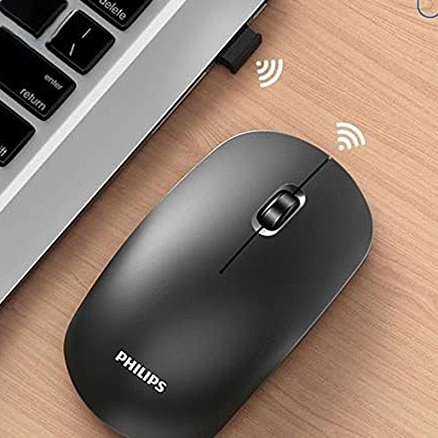 Мышь беспроводная оптическая Philips SPK7315 3 кнопки 1600 dpi бесшумная черная