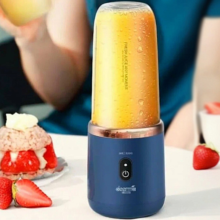 Мини блендер портативный для смузи Deerma DEM-NU06 400 мл синий