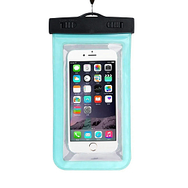 Водонепроницаемый чехол для телефона 4.8-5.8 дюйма GreenGo размер 10х17,5 см прозрачно-бирюзовый