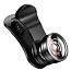 Объектив для телефона универсальный 3-в-1: Fisheye, Wide-Angle, Macro на прищепке Baseus Magic Camera черный
