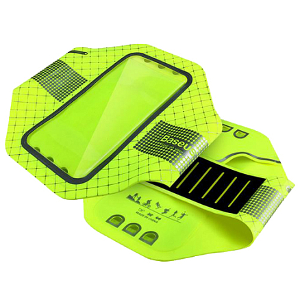 Чехол универсальный для телефона до 4.7 дюйма спортивный наручный Baseus Sports Armband кислотно-зеленый