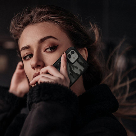 Чехол для iPhone 12 Mini гибридный Ringke Fusion X Design Camo черный