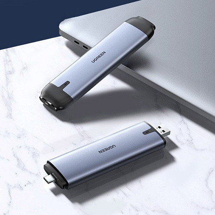 Корпус для SSD M.2, SATA диска Type-C 3.1 Gen 2 (6 Gbps), USB Ugreen CM298 серый